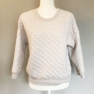 Gap | Cream Quilted 3/4 Sleeve Chunky Top